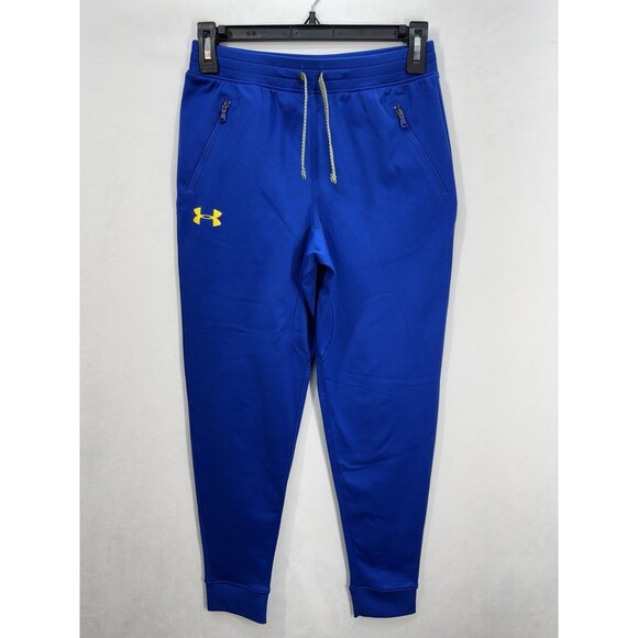 Under Armour Pennant Jogger Pants Boys Medium Blue Loose Zip Pockets Drawstring - Picture 1 of 8